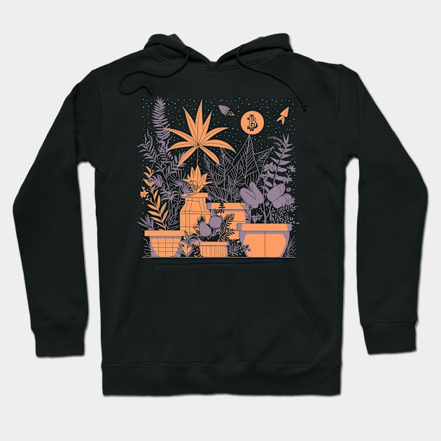 Retro futuristic. Cryptocurrency garden Hoodie by DragonDream